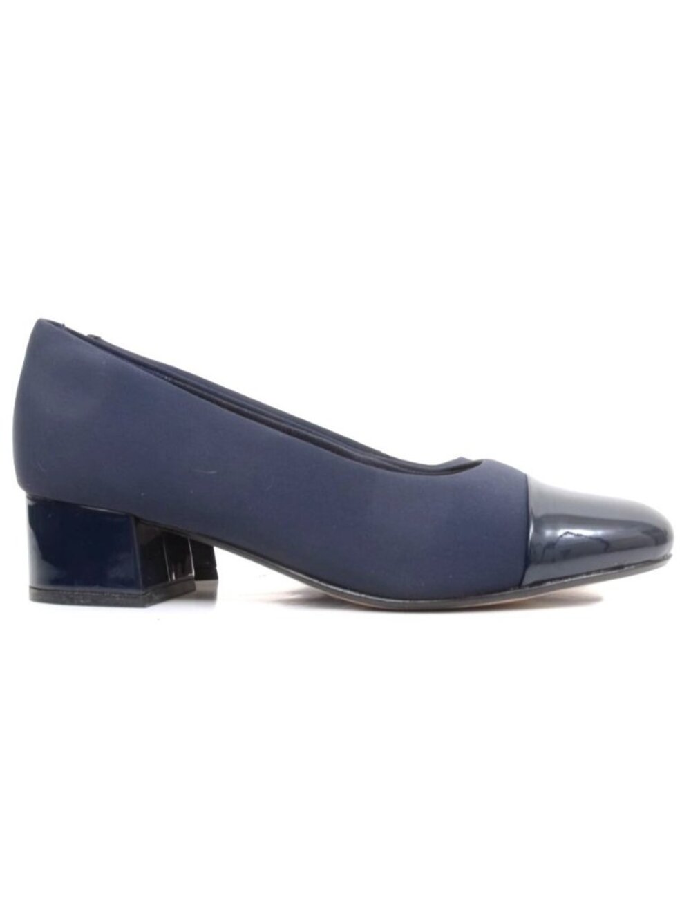 Clarks Iridessa May Womens 7 Navy Blue Cap Toe Low Block Kitten Heel Pumps